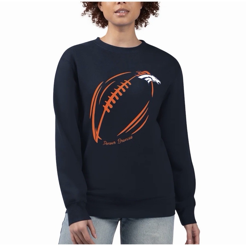 Denver Broncos G-III 4Her by Carl Banks Navy Long‎ Sleeve Sweatshirt Women's Mdn